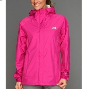 Pink and White North Face Hyvent Rain Jacket